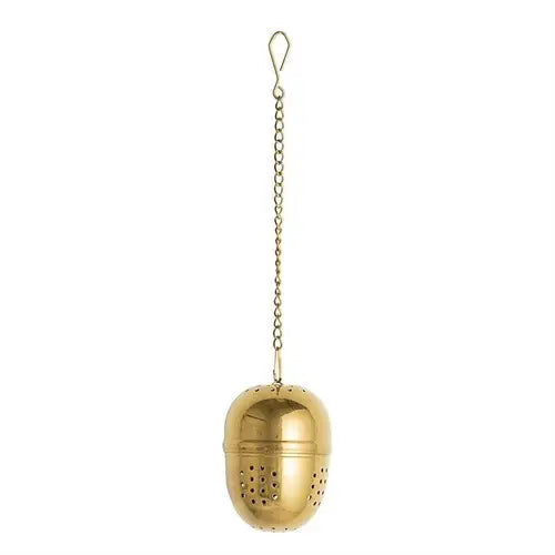 Gold Stainless Steel Tea Egg Strainer with Tray