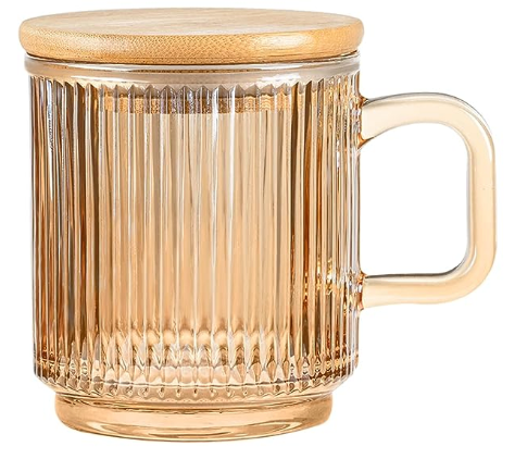Amber Glass Tea Cup w/Bamboo Lid