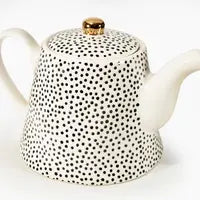 Gold Knob Stoneware Tea Pot
